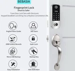 Bebasia Biometric Door Lock, Keyless Entry, Auto Very Nice Satin Nickel. Fixed Price $46.00.