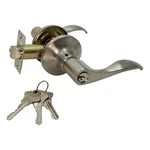 Lever Door Lock Keyed Cylinder Entry Satin Nickel Wave Style Handle With 3 Keys. Fixed Price $14.81.