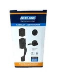Schlage Camelot Front Entry Handleset Accent Door Knob/ Deadbolt In Aged Bronze. Fixed Price $89.95.