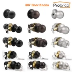 Probrico 607 Black Round Door Knob Lock Set Brushed Nickel Bronze Handles. Fixed Price $18.47.