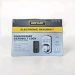 New Open Box Defiant Fingerprint Electronic Deadbolt Lock - Satin Nickel. Fixed Price $29.95.