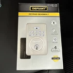 Defiant Satin Nickel Keypad Deadbolt Electronic Door Lock. Fixed Price $35.00.