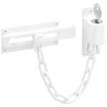Ultra Hardware 44811 White Solid Keyed Operated Chain Door Fastener Guard Lock. Fixed Price $21.99.