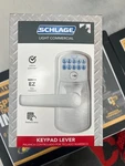 Schlage Satin Chrome Steel Electronic Keypad Entry Lock. Fixed Price $115.00.