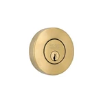 Home Decorators Round Brushed Gold Single Cylinder Deadbolt With Dual Keyway. Fixed Price $19.95.