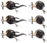 Knobwell 3 Front Entry Door Handle Lock Set Pack, Oil Rubbed Bronze. Fixed Price $129.53.