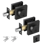 Matte Black Square Lock 2 Pack, Keyed Alike Single Cylinder Deadbolt.... Fixed Price $53.45.