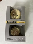 Defiant Single Cylinder Deadbolt Polished Brass 1008974325. Fixed Price $9.88.