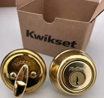Kwikset Smartkey Microban Single Cylinder Deadbolt Polished Brass 97800-225. Fixed Price $15.99.