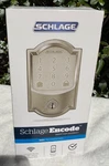 Schlage Encode Smart Wifi Deadbolt, BE489WBCAM619 Satin Nickel. Fixed Price $399.99.