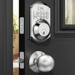 Teeho TE001K Keyless Entry With Handle, Smart Auto-locking Satin Nickel. Fixed Price $78.45.