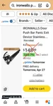 Ironwalls Door Push Bar Panic Exit Device Aluminum W/ Handle Lever, Black 32-47. Fixed Price $84.99.