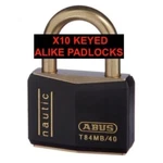 Abus 30MM Marine Padlock. Padlocks Keyed Alike X 10 -T84MB30BLKKA2. Fixed Price $148.84.