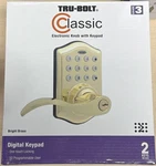 Tru-bolt Classic Satin Brass Electronic Keypad & Lock Handle Kit 1740028. Fixed Price $109.99.