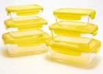 Locknlock 6-PC Glass Rectangle Bakers,vented Lid,food Storage,yellow, K97527. Fixed Price $39.95.