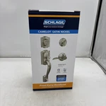 Schlage Camelot Satin Nickel Single Cylinder Door Handleset With Accent. Fixed Price $121.50.