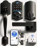 Veise VE017G-H Wifi Smart Lock Fingerprint Handleset Front Door Black Retro. Fixed Price $74.95.