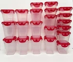 Locknlock 21-PIECE Nesting Square Storage Food Container Set Red Qvc K88044. Fixed Price $31.49.
