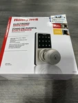 Honeywell Electronic Doorknob Lock With Touchscreen Satin Nickel Finish. Fixed Price $64.99.
