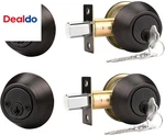 2 Pack Oil Rubbed Bronze Double Cylinder Deadbolt Lock, Round Keyed Both Side. Fixed Price $50.57.