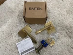 Emtek Helios Right Handed Passage Door Lever Set Satin Brass - 5112FRLRHUS4. Fixed Price $89.99.