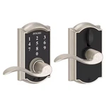 Camelot Satin Nickel Keyless Touchscreen Door Lock With Accent Handle. Fixed Price $124.59.