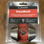 Ultra Security Deadbolt, Exterior Key-locking Antique Brass Finish. Fixed Price $10.99.