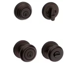 Kwikset Juno Venetian Bronze Entry Door Knob & Single Cylinder Deadbolt Smartkey. Fixed Price $34.99.