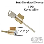 Weiser 5 Pin Tumbler American Lock Cylinder Keyed Alike Semi Restricted Keyway. Fixed Price $8.93.