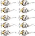 10-PACK Probrico Privacy Door Interior Handles Levers, Satin Nickel. Fixed Price $128.00.