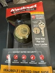 Kwikset Single Cylinder Deadbolt W/ Smartkey & Microban Polished Brass 99800-120. Fixed Price $19.00.
