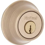 (4)-KWIKSET 660 Door Deadbolt, Keyed One Side, Antique Brass 5 Rcal Rcs. Fixed Price $109.77.