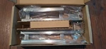 Baldwin / Pella Plazo Satin Nickel Contemporary Sliding Door Xo Handle Set. Fixed Price $315.00.