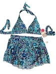 Nwt Stella Parker Halter Bra Top Bikini Skirt Swimsuit Set Size Medium. Fixed Price $49.00.