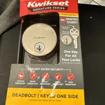 Kwikset Uptown Round Single Cylinder Deadbolt Satin Nickel 92580-016. Fixed Price $19.00.