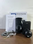 Apestellar Matte Black Keyless Entry Door Lock Deadbolt With Handle Set. Fixed Price $38.99.