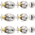 Probrico Brushed Nickel Door Knob And Single Cylinder 3 Pack,. Fixed Price $82.22.