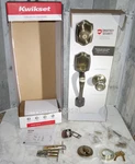 Kwikset Belleview Entry Door Lock Deadbolt Knob Tylo Antique Brass 96870-098. Fixed Price $56.00.