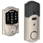 Schlage Camelot Satin Nickel Connect Smart Deadbolt Z-wave Plus BE468ZP 619. Fixed Price $220.00.