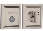Baldwin Prestige Series Low Profile Single Cylinder Square Front Door Deadbolt. Fixed Price $32.00.