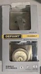 Defiant 1009 438 354 Square Single Cylinder Deadbolt Brushed Gold. Fixed Price $22.00.