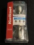 Door Knob Brushed Nickel Kwikset Entry Keyed Handle Bath Bed Model #93001-875. Fixed Price $11.00.