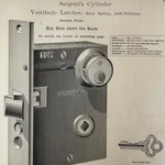 Antique 1894 Hardware Catalog Page Sargent Cylinder Front Door Locks & Latches. Fixed Price $18.95.