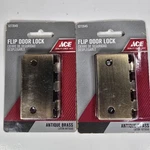 Ace Antique Brass Flip Door Security Lock Lot Of 2 Nos Hardware. Fixed Price $12.95.