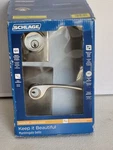 Schlage Merano Lever Keyed Entry Door Lock Deadbolt Combo Pack Satin Nickel. Fixed Price $74.95.