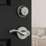 Kwikset Balboa Entry Door Lever & Deadbolt 2-3/4" Satin Nickel 96900-420 Nip. Fixed Price $35.00.