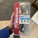 New Door Knob Brushed Nickel Kwikset Entry Keyed Handle Bath Bed Model 93001-875. Fixed Price $16.99.