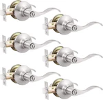 Gobekor 6 Pack Privacy Door Levers Brushed Nickel Keyless Modern Wave Handles. Fixed Price $98.99.