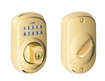 Schlage BE365 605 Plymouth Polished Brass Keypad Deadbolt. Fixed Price $58.00.