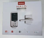 Kwikset Halo Single Cylinder Wi-fi Smart Lock / Contemporary Lever Satin Nickel. Fixed Price $185.00.